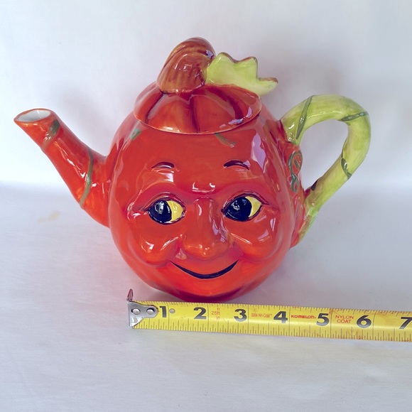 NIB Cracker Barrel Very Beautiful Ceramic Pumpkin  Teapot Orange - Picture 6 of 11